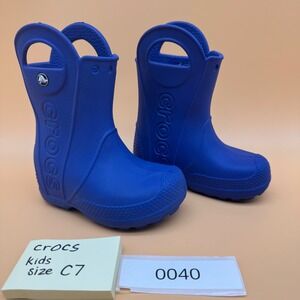 Crocs Kids Unisex Blue Rubber Rain Boots Lightweight Size Kids C7 waterproof